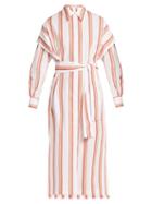 Matchesfashion.com Diane Von Furstenberg - Striped Cotton Shirtdress - Womens - White Stripe