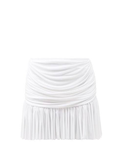 Matchesfashion.com Norma Kamali - Richie Ruched Jersey Mini Skirt - Womens - White