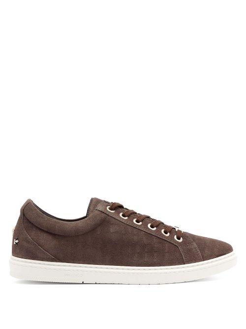 Matchesfashion.com Jimmy Choo - Cash Crocodile Effect Low Top Suede Trainers - Mens - Grey