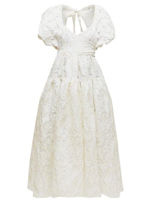 Matchesfashion.com Cecilie Bahnsen - Theodora Tie Back Floral Fil Coup Organza Dress - Womens - Ivory
