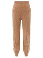 Totme - Cable-knit Cashmere Track Pants - Womens - Camel