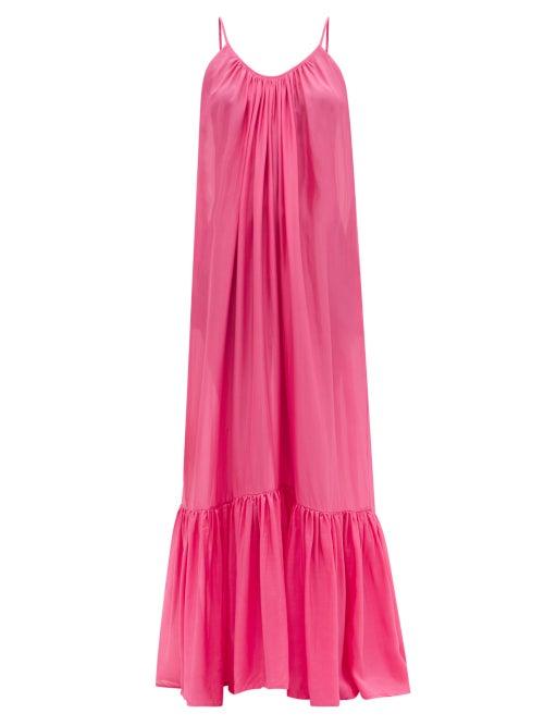 Matchesfashion.com Kalita - Brigitte Low-back Silk-habotai Maxi Dress - Womens - Pink