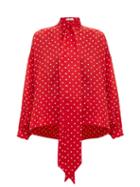 Matchesfashion.com Balenciaga - Polka Dot Print Silk Crepe Blouse - Womens - Red Multi