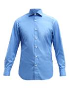 Matchesfashion.com Finamore 1925 - Seattle Tailored Cotton Poplin Shirt - Mens - Mid Blue