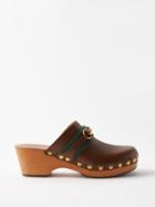 Gucci - Horsesbit Leather Clogs - Womens - Brown