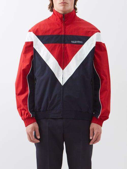 Valentino - Colour-blocked Shell Track Jacket - Mens - Navy Red White