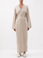 The Row - Aras Wool And Silk-blend Wrap Dress - Womens - Beige