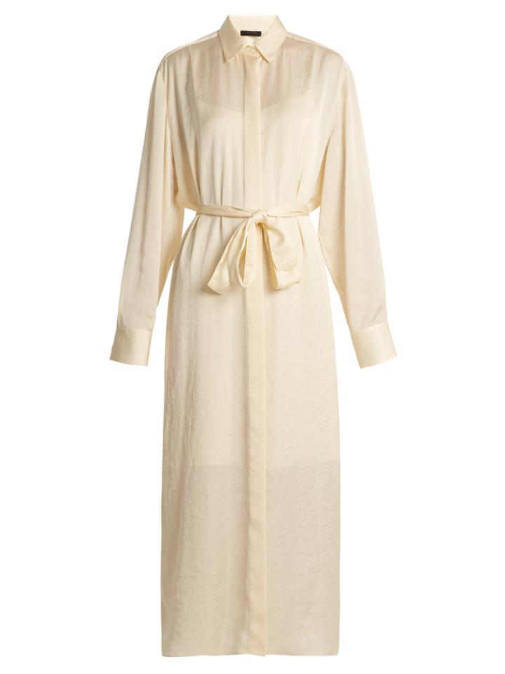The Row Camisea Tie-waist Charmeuse Shirtdress