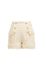 Matchesfashion.com Balmain - High Rise Tweed Shorts - Womens - Beige