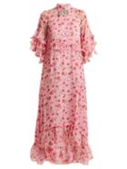 Matchesfashion.com Dodo Bar Or - Rossano Floral Print Chiffon Dress - Womens - Pink Multi