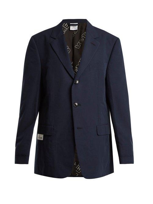 Matchesfashion.com Vetements - Oversized Single Breasted Cotton Blazer - Womens - Navy