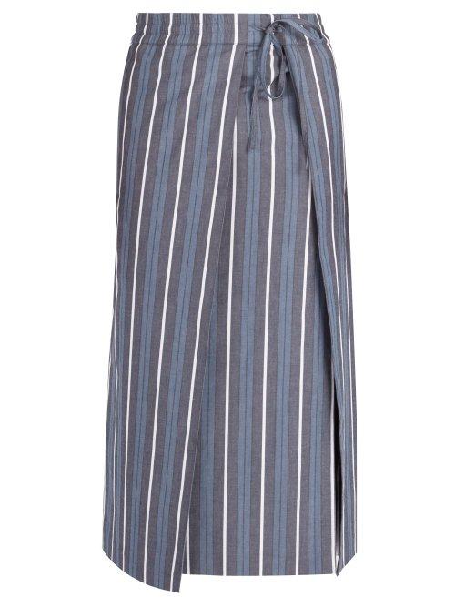 Matchesfashion.com Connolly - Striped Cotton Blend Sarong - Mens - Blue