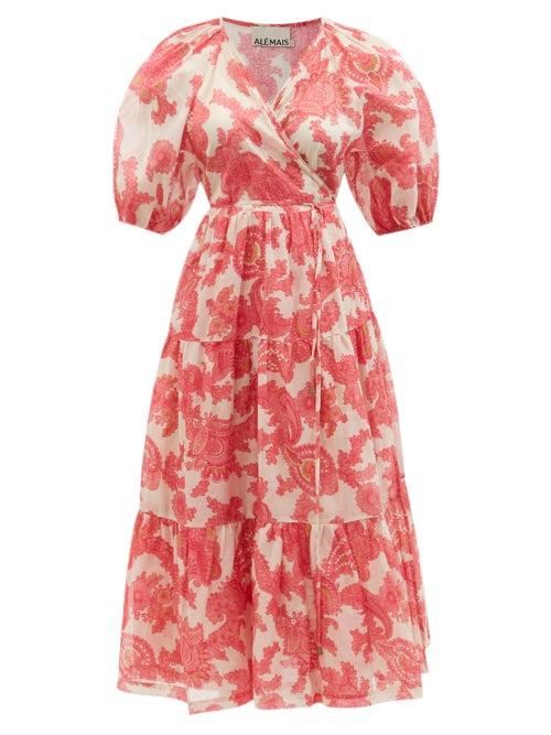 Ladies Beachwear Ale Mais - Juno Paisley-print Cotton-voile Wrap Dress - Womens - Pink
