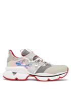 Matchesfashion.com Christian Louboutin - Red Runner Lam Trainers - Womens - Silver Multi