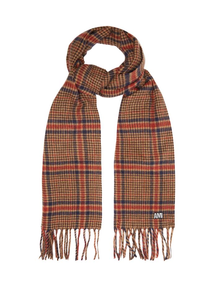Ami Check Virgin-wool Scarf
