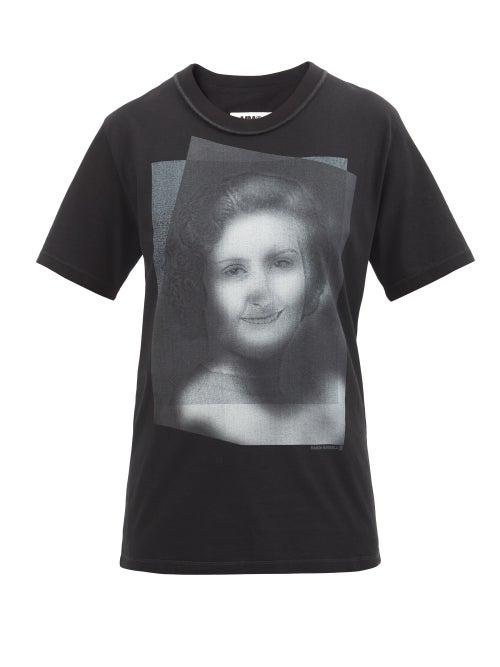 Mm6 Maison Margiela - Face-print Cotton-jersey T-shirt - Womens - Black