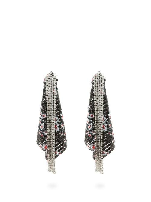 Matchesfashion.com Paco Rabanne - Crystal-embellished Mesh Earrings - Womens - Black Multi