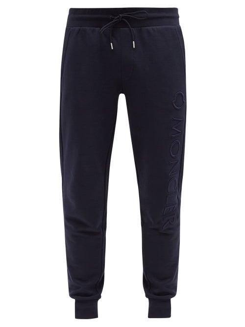 Matchesfashion.com Moncler - Logo-embroidered Cotton-jersey Sweatpants - Mens - Navy