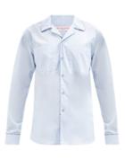 Orlebar Brown - Ravinger Piped-edge Cotton-poplin Shirt - Mens - Light Blue