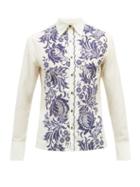 Mens Rtw 73 London - Floral-print Cotton-blend Poplin Shirt - Mens - Cream Multi