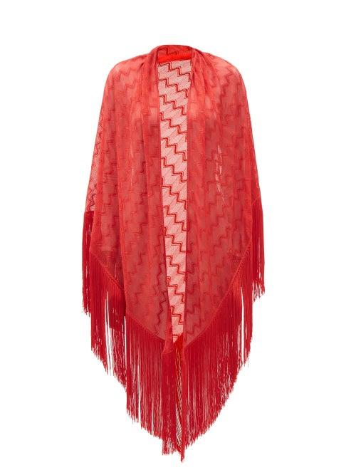 Ladies Accessories Missoni - Zigzag Mesh Shawl - Womens - Red