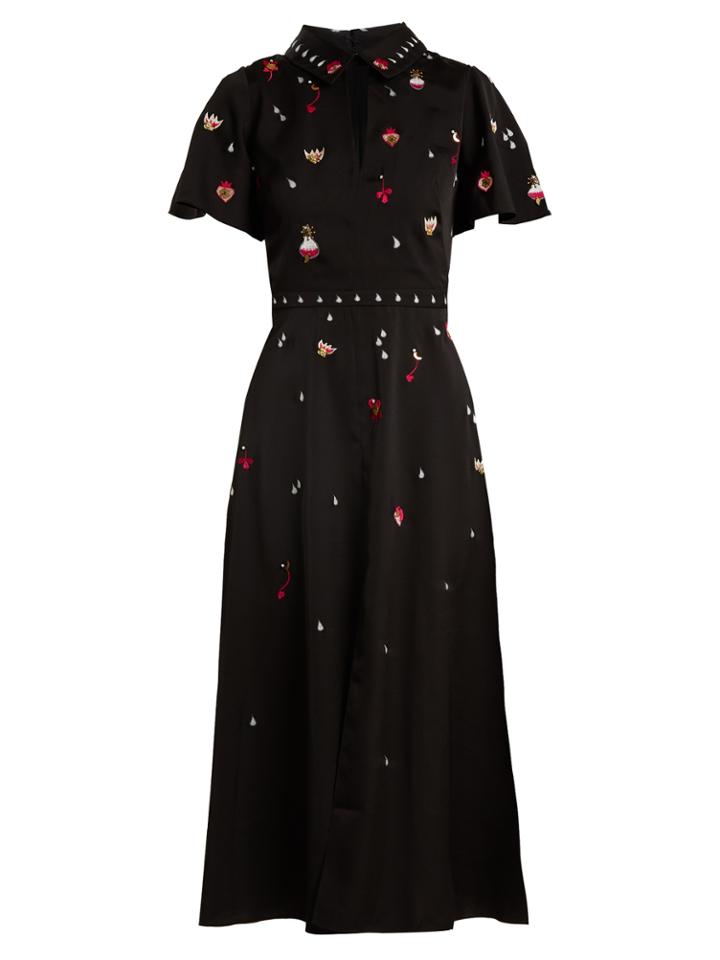 Temperley London Saturn Charm-embellished Satin-cady Midi Dress