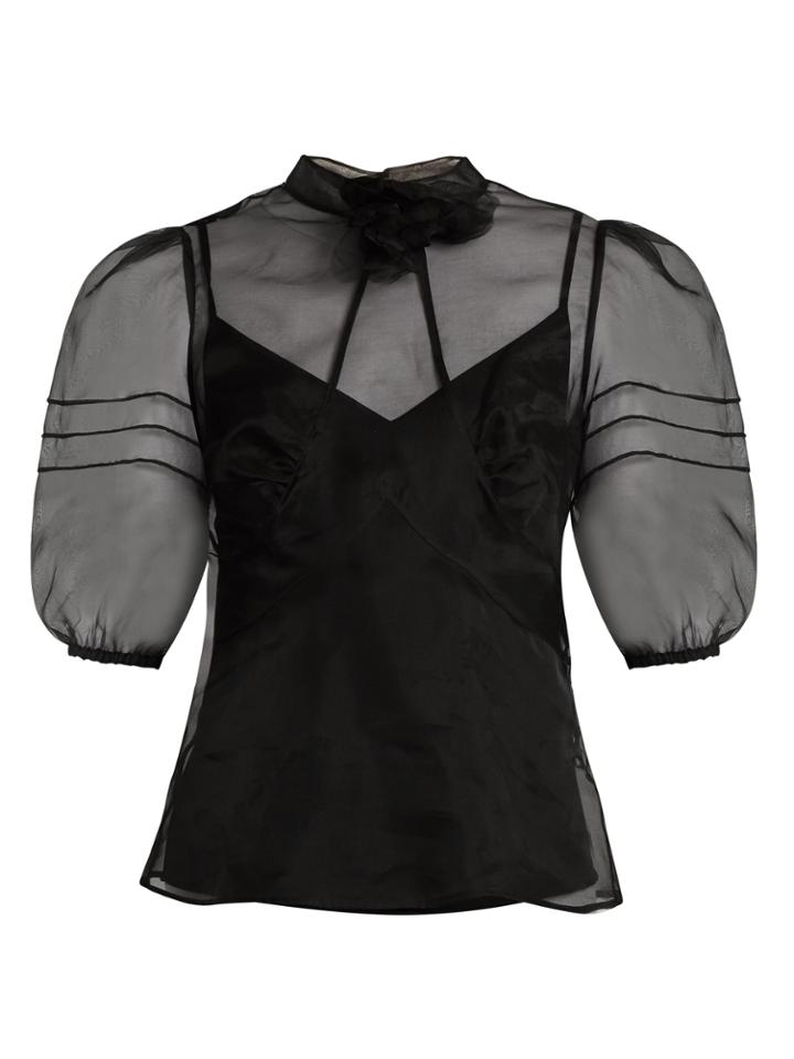 Redvalentino High-neck Silk-organza Top