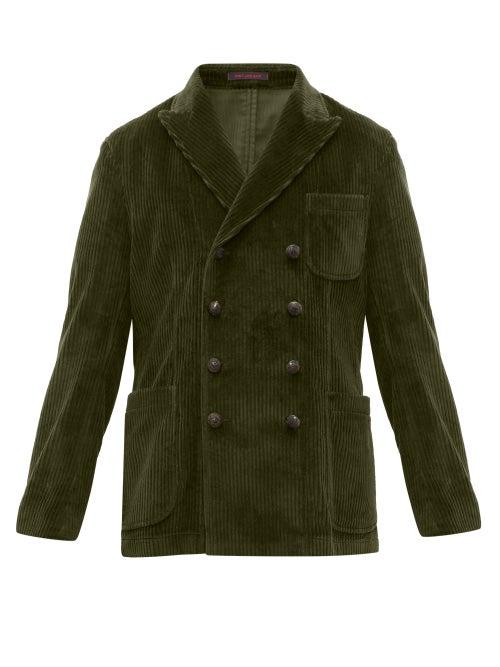 Matchesfashion.com The Gigi - Double Breasted Cotton Blend Corduroy Blazer - Mens - Dark Green