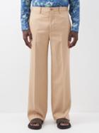 Etro - Flat-front Lyocell-blend Twill Wide-leg Trousers - Mens - Beige