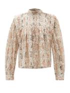 Matchesfashion.com Isabel Marant Toile - Vega Gathered Paisley-print Cotton-voile Blouse - Womens - Ivory Multi