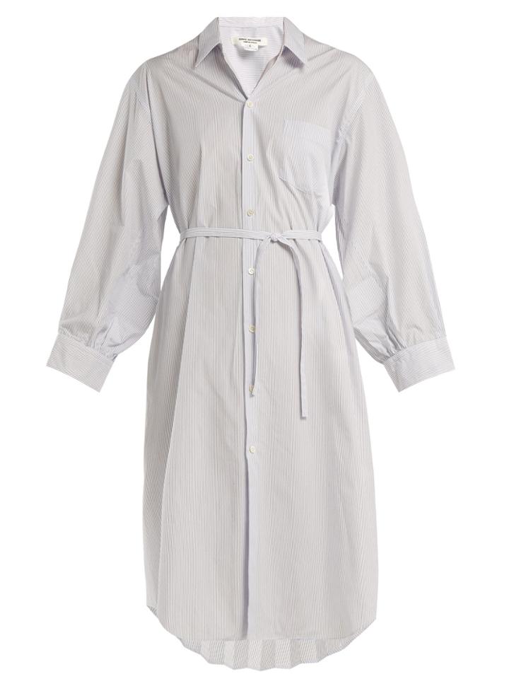 Junya Watanabe Pleat-back Striped Poplin Shirt Dress