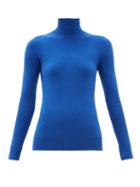 Matchesfashion.com Joostricot - Peachskin Roll Neck Cotton Blend Sweater - Womens - Blue