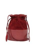 Matchesfashion.com Hunting Season - Lola Suede And Lizard Bucket Bag - Womens - Red