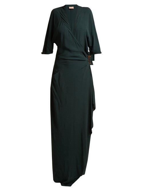 Matchesfashion.com Albus Lumen - Claudia Wrap Dress - Womens - Dark Green