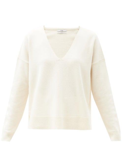 Matchesfashion.com Co - V-neck Wool-blend Sweater - Womens - Ivory