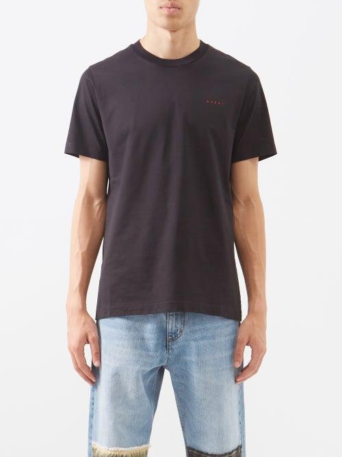 Marni - Logo-embroidered Cotton-jersey T-shirt - Mens - Navy