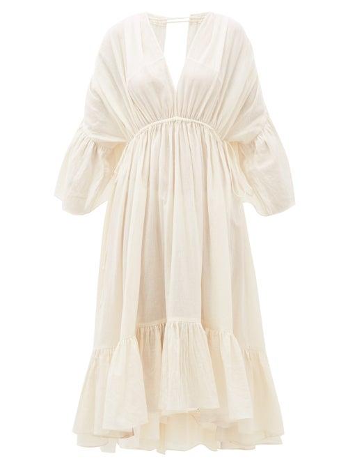 Matchesfashion.com Loup Charmant - Sunrise Open-back Organic-cotton Dress - Womens - Ivory
