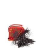 Matchesfashion.com Marques'almeida - Feather Strap Floral Jacquard Cross Body Bag - Womens - Red Multi