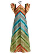 Matchesfashion.com Mary Katrantzou - Kahlo Chevron Stripe Organza Dress - Womens - Multi