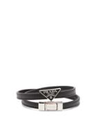 Matchesfashion.com Prada - Wraparound Leather Bracelet - Mens - Black