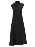 Matchesfashion.com Jil Sander - Tie-neck Charmeuse Midi Dress - Womens - Black