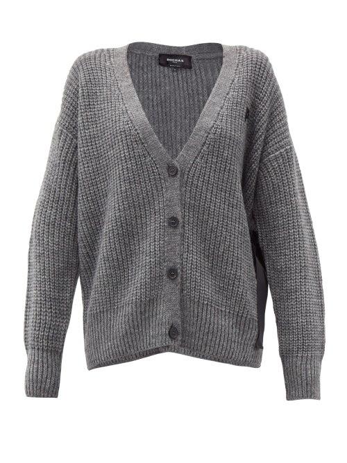 Matchesfashion.com Rochas - Side-ties Cable-knit Cardigan - Womens - Light Grey