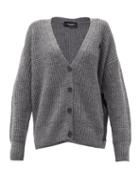 Matchesfashion.com Rochas - Side-ties Cable-knit Cardigan - Womens - Light Grey