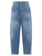 Matchesfashion.com Mm6 Maison Margiela - Buttoned High-rise Straight-leg Jeans - Womens - Denim
