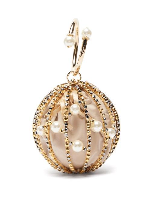 Rosantica - Sasha Faux-pearl And Crystal Cross-body Bag - Womens - Nude Multi