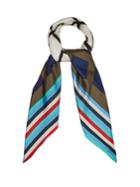 Diane Von Furstenberg Cubic-print Stripe Silk Scarf