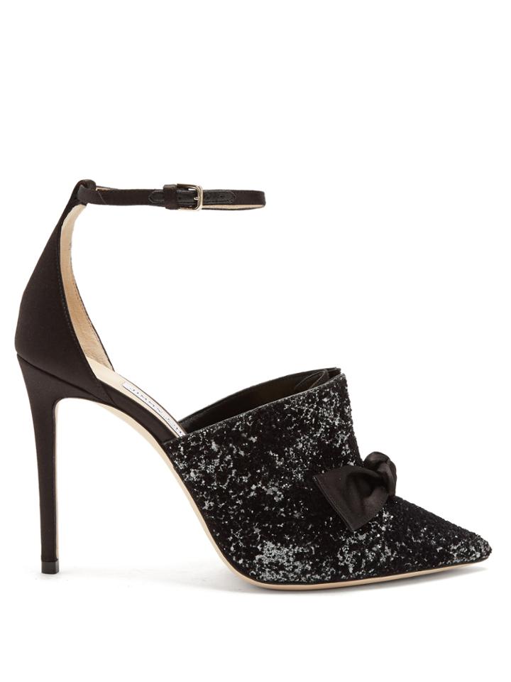 Jimmy Choo Temple Glitter-embellished Satin Heels