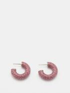 Amina Muaddi - Cameron Mini Crystal-pav Hoop Earrings - Womens - Pink