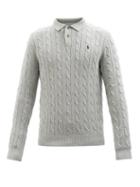 Polo Ralph Lauren - Logo-embroidered Cabled-cotton Polo Sweater - Mens - Grey