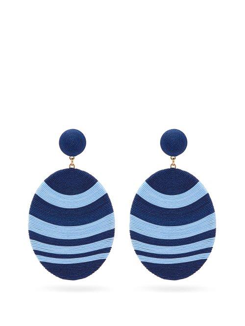 Matchesfashion.com Maryjane Claverol - Newton Hand Wrapped Cording Clip Earrings - Womens - Blue